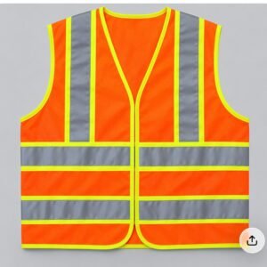 Orange Reflective Work Safety Vest with Full-Body Visibility Stripes